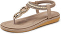 Womens Sandals Dressy Summer: Women Comfortable Walking Flat Bohemian T-Strap Ladies Casual Comfy Sandals
